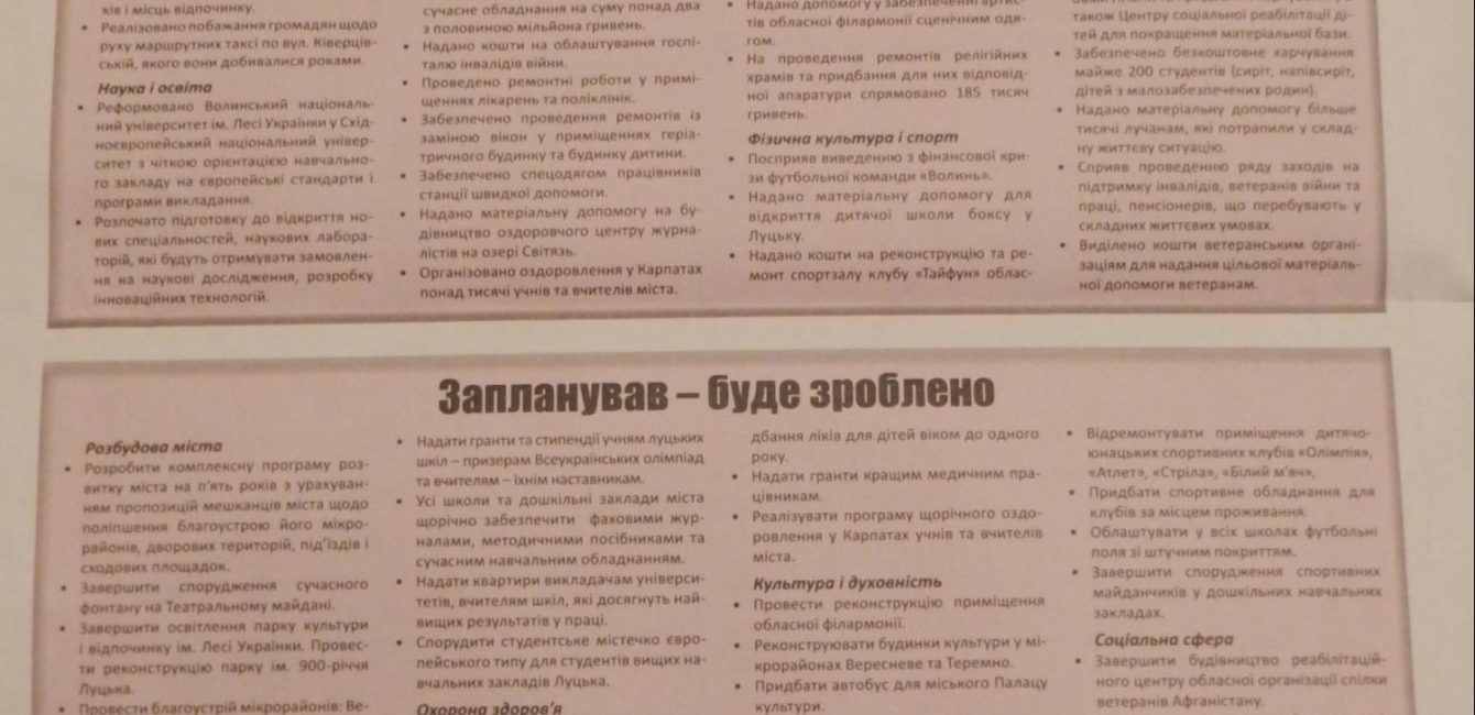 Передвиборча програма Ігор Палиця