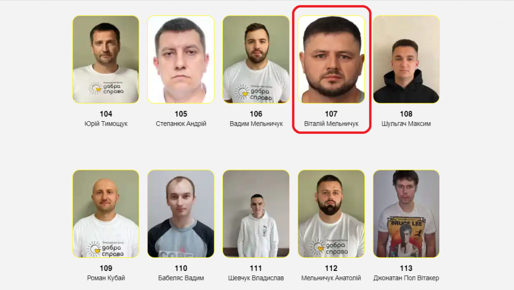 список волонтерів фонд Добра справа. Віталій Мельничук