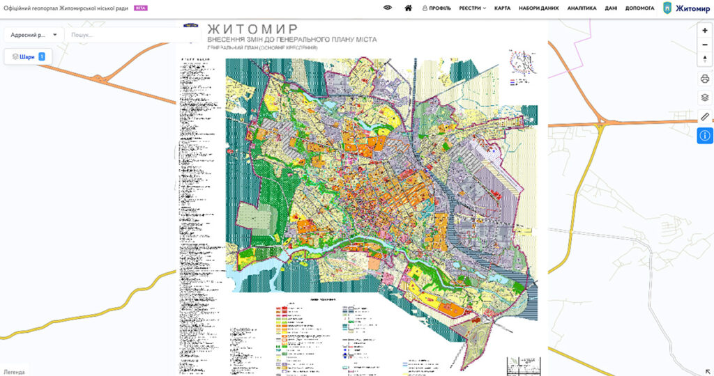 Генеральний план Житомира на геопорталі Генплан